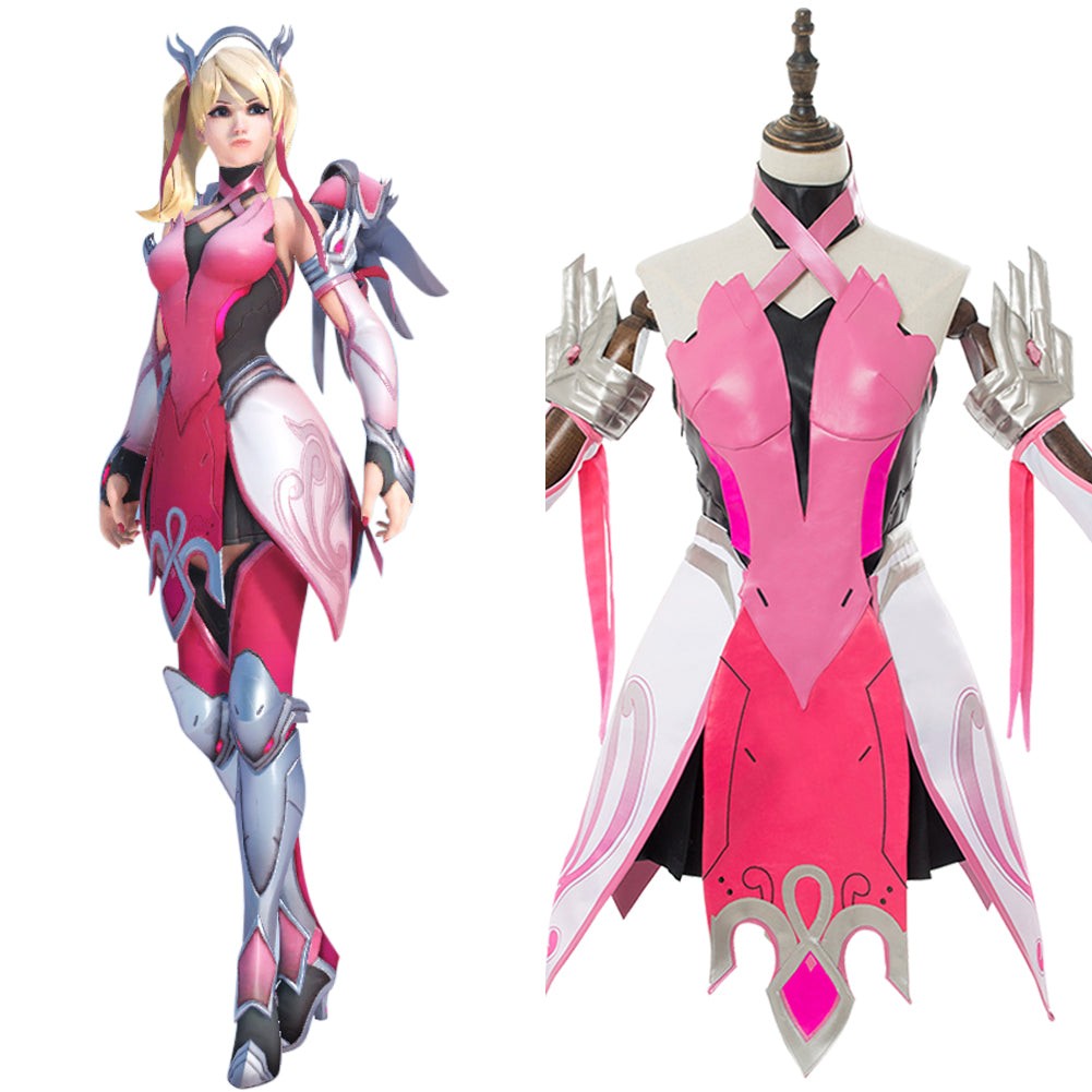 Overwatch Mercy Angela Ziegler Outfit Pink Mercy Skin Costume Game Overwatch Costumes Manles 