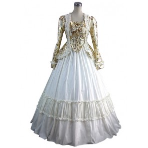 Gorgeous Herrlich Vintage Top Skirt Floral Print Lace Frilled Floor Length Dress